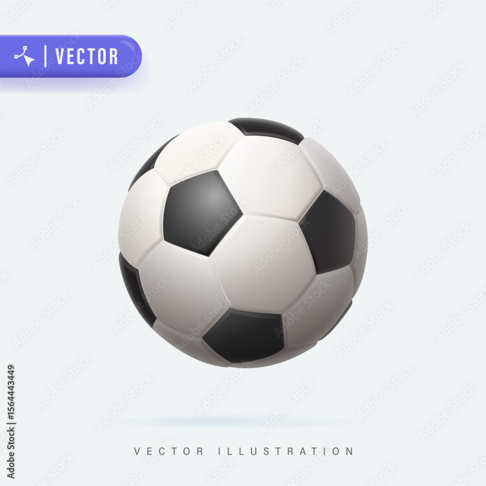 Obraz premium 3D Football Ball or Soccer Ball Vector Illustration Design