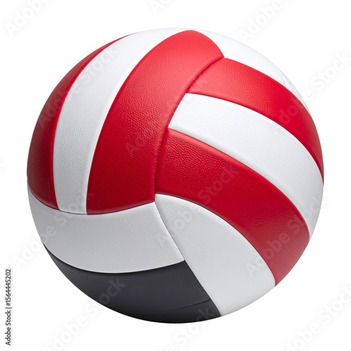 Volleyball, Red and White with Black Stripes on a white Background
