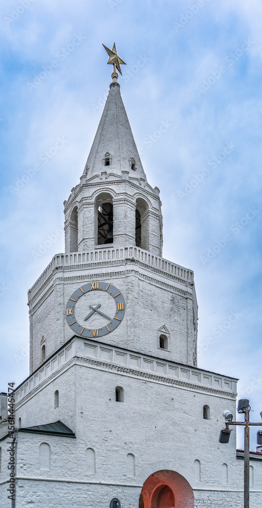 Spasskaya Tower in sunny summer day. Kazan Kremlin. Republic of Tatarstan. Kazan. Russia Spasskaya Tower in sunny summer day. Kazan Kremlin. Republic of Tatarstan. Kazan. Russia