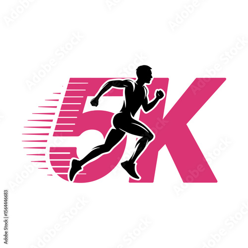 5K Race Runner Silhouette with Speed Lines - A Vector Illustration for Fitness and Events