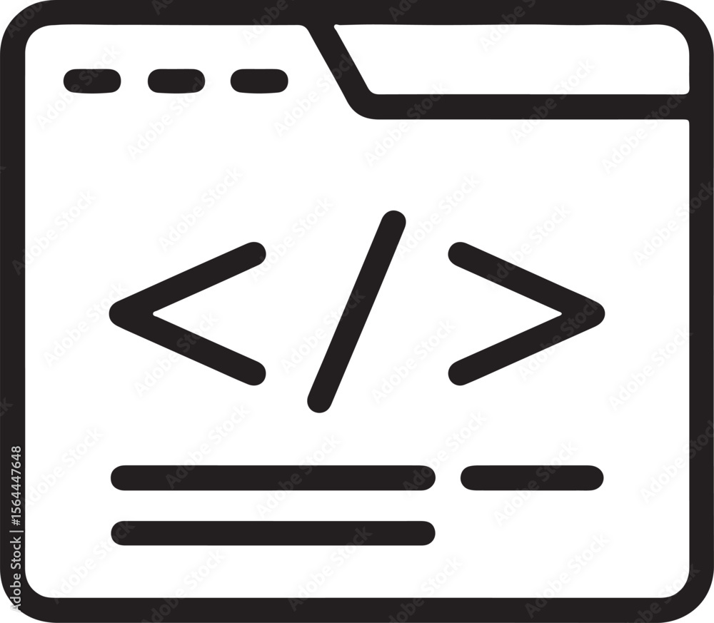 Minimalist icon representing programming code within a browser window vector Minimalist icon representing programming code within a browser window vector