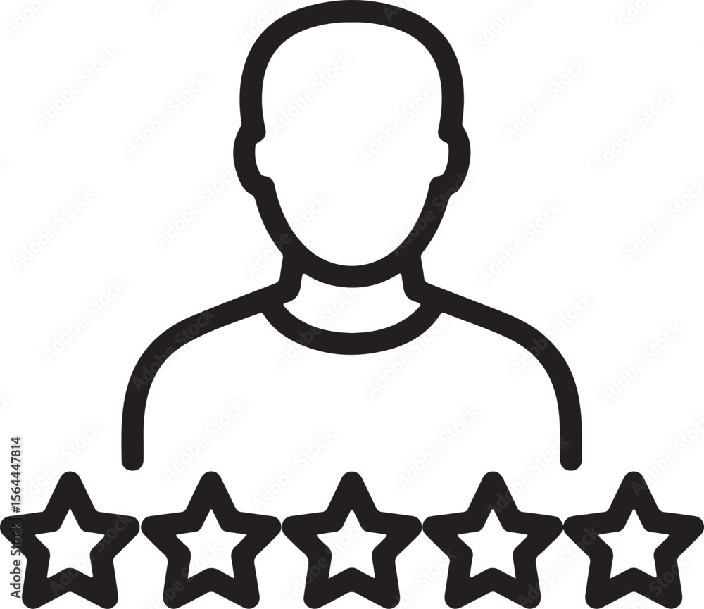 Person with five stars rating user profile Person with five stars rating user profile
