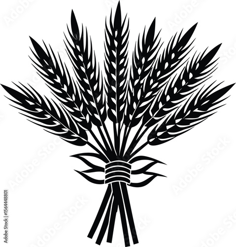 Black and white wheat sheaf graphic design element