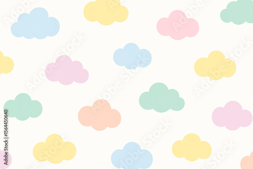 Seamless pastel cloud pattern on white background