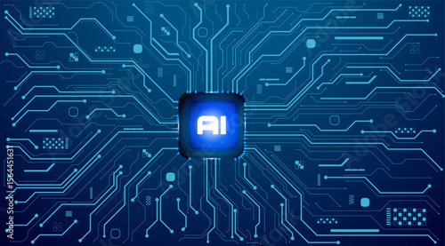 AI Core in Blue Circuit System