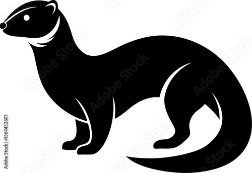 Black ferret silhouette animal wildlife playful mammal weasel pet isolated