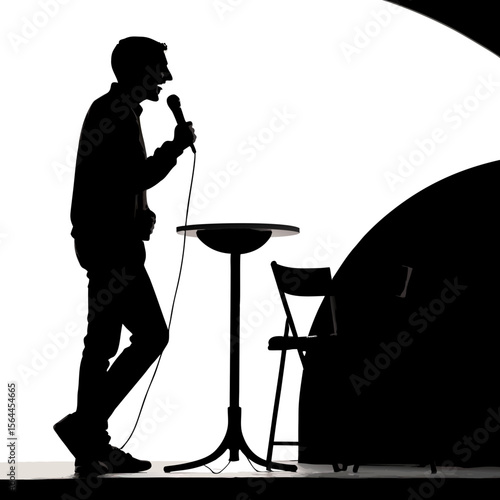 Standup Comedian Silhouette Microphone Stage vector