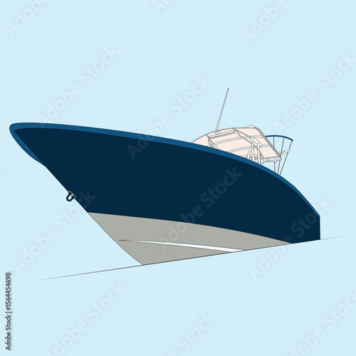 Vector Boat Line Art Illustration 