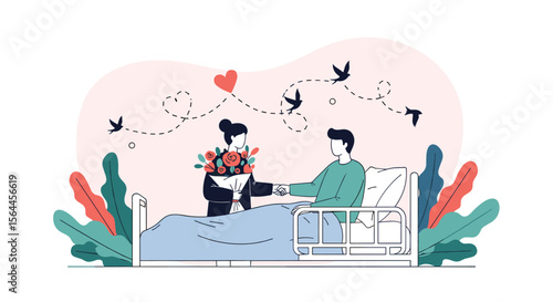 A loving couple celebrates a special anniversary together in their cozy bedroom with a thoughtful gift of beautiful red roses delivered by a caring partner bringing joy and happiness