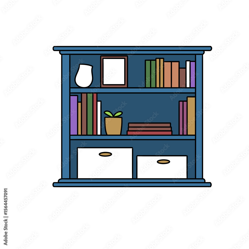 custom made wallpaper toronto digitalA blue bookshelf with white baskets and a potted plant