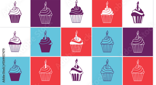 A delightful collection of colorful cupcakes with lit candles perfect for celebrating special occasions and birthdays with a touch of sweetness
