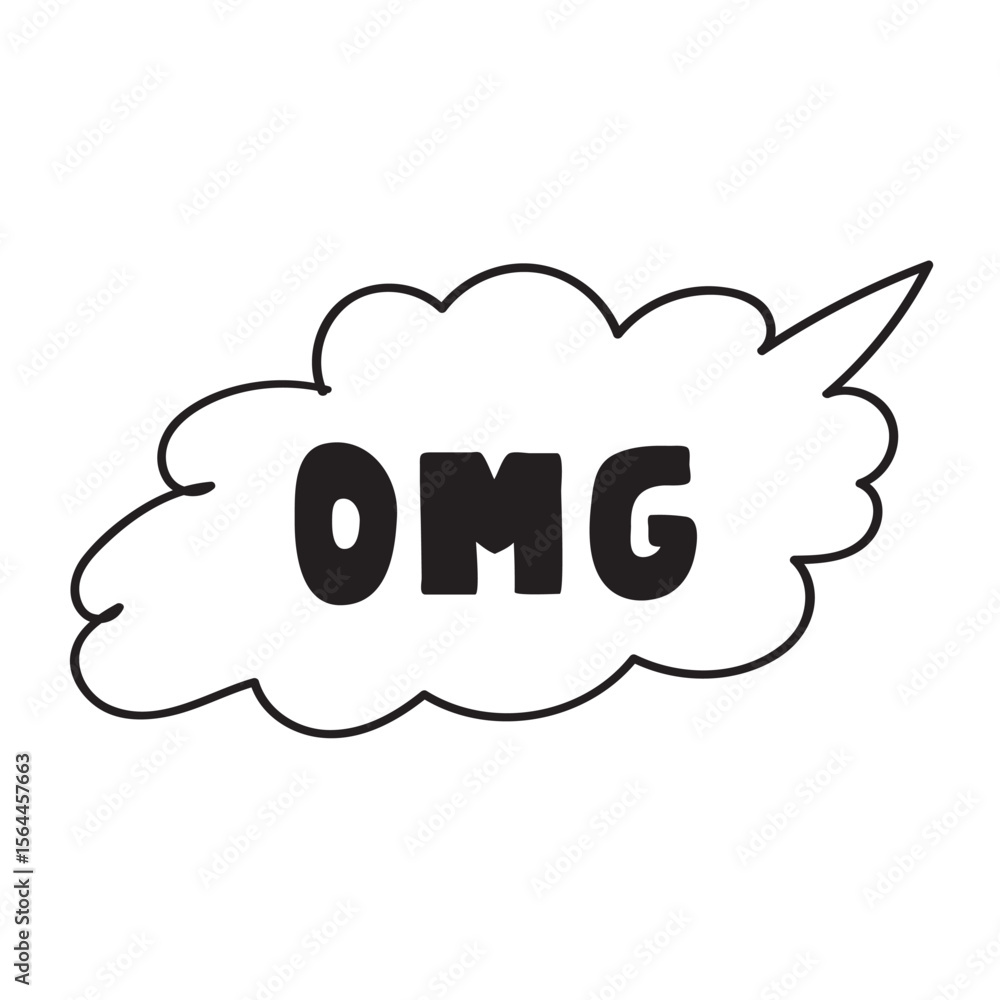 OMG. Outline design. Speech bubble. Sticker, banner, web design. T shirt design. Vector illustration on white background. OMG. Outline design. Speech bubble. Sticker, banner, web design. T shirt design. Vector illustration on white background.