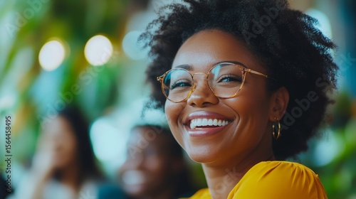 Happy senior Black female employee laughing and bonding with an inclusive, diverse, multiethnic company team of women. Promoting inclusion and diversity in a business setting, Generative AI