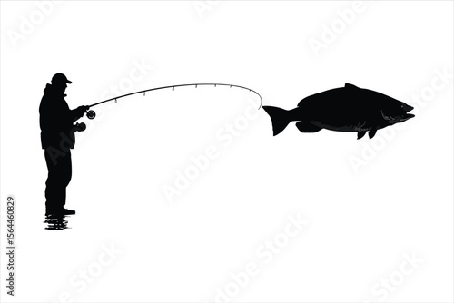 silhouette of a man with fishing rod, fishing, silhouette, fisherman, vector, illustration, people, fish, black, sport, angler, water, rod, soldier, art, leisure, lake, abstract, sunset, boat, war
