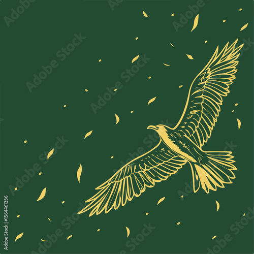 Seamless deep emerald green background adorned with scattered gold foil splatters. Perfect for luxury cosmetics, jewelry branding, upscale product labels, and elegant packaging designs