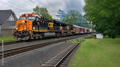 Wallpaper Mural CSX Freight Train Rolling Through Lush Green Landscape Torontodigital.ca