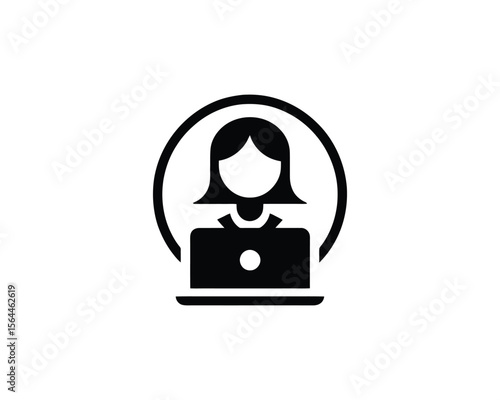 Woman working on laptop  profile  avatar  icon