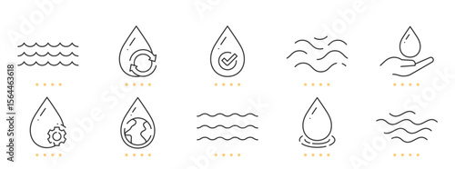 Water; drop; wave line icons. Editable stroke