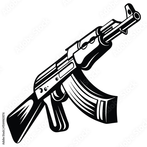 Powerful Automatic Rifle Silhouette with Curved Magazine	