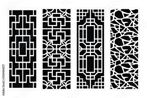 Collection Of Unique Geometric Patterns Decorative Panels In Black And White