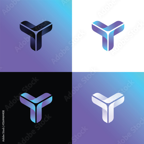 Stylized 3D vector logo icon