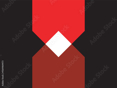 Free Download Abstract Geometric Hourglass Shape Composition in Red, White, and Black Color - GFXLoad