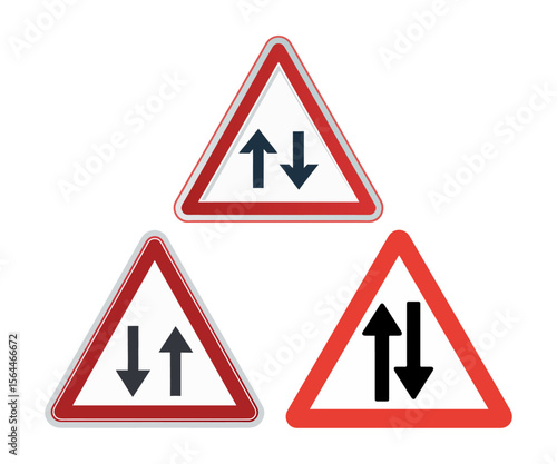 Free Download Bidirectional Traffic Road Sign – Triangular Warning Symbol with Opposite Arrows for Transportation and Safety Concepts - GFXLoad