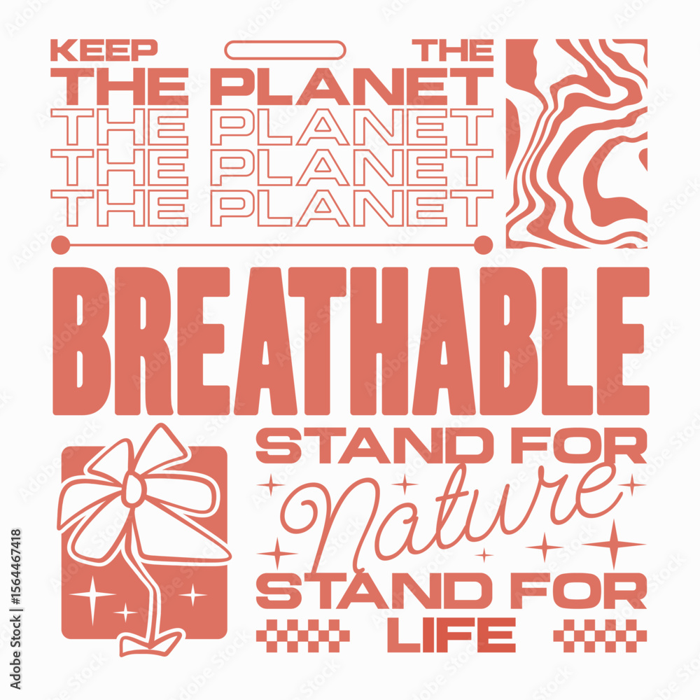 Obraz premium Environmental typography graphic, eco poster design for print, Environment t-shirt design, eco poster, Earth day theme, Green living, Save the planet