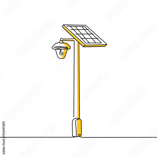 Solar Street Light Vector Icon – Eco-Friendly Urban Lighting