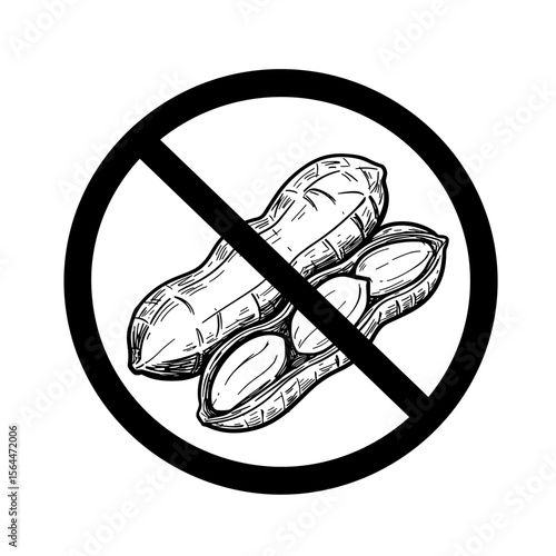 No peanuts sign with crossed-out illustration of peanuts  