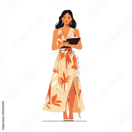 a fashion designer in flowy dress