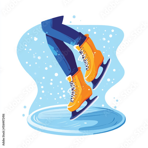 a figure skate on icy background