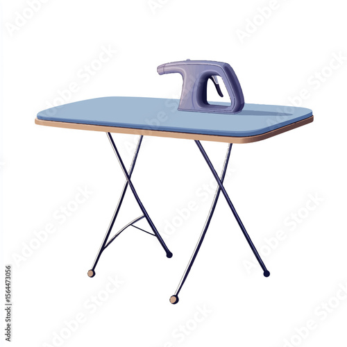 a folded ironing board with a simple iron on top