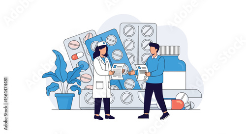 Pharmacist and Patient Discussing Medication Options and Treatments for Health and Wellness