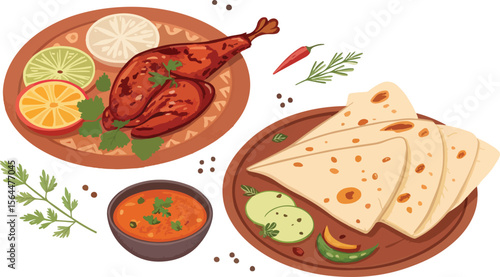 Chicken Tandoori vector design in white background, Tandoori Chicken Logo and icon design