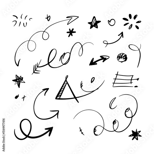 Unique and high quality Playful Schoolboard Doodles & Scribbles Vector Set — Hand-Drawn Kids’ Sketches, Arrows, Stars, and Chalk Art Designs