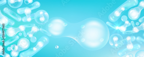 Probiotic and Hyaluronic acid skin solutions ad, blue collagen, and vitamin serum drops, cosmetic advertising background ready to use, illustration vector.	