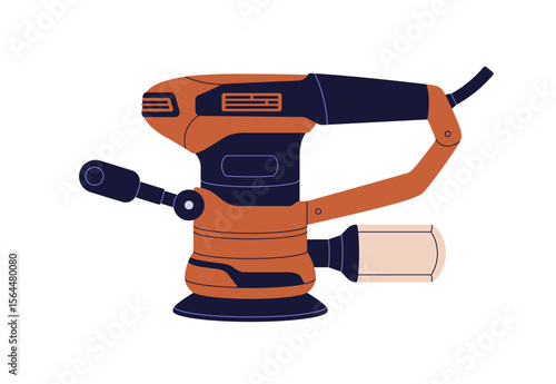 Orbital sander, electric power tool. Carpentry device for sanding, polishing,...