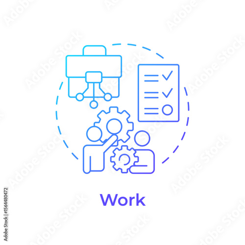 Work blue gradient concept icon. Tasks, responsibilities, workflows. Nadler Tushman congruence framework. Round shape line illustration. Abstract idea. Graphic design. Easy to use in blog post
