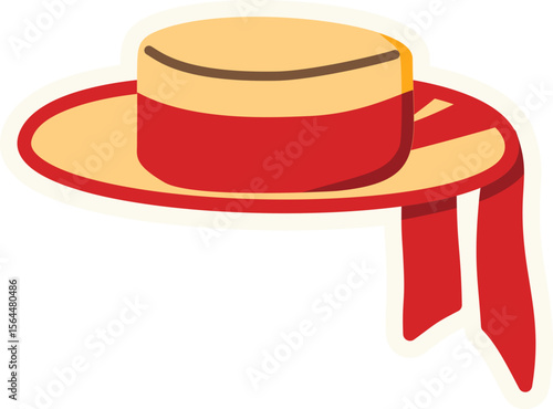 Italian gondolier straw hat vector for cultural travel design