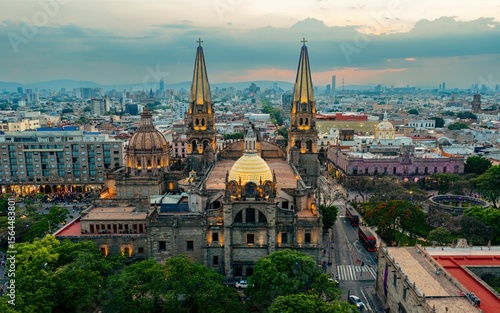 Schilderij op canvas Guadalajara Cathedral at Sunset
