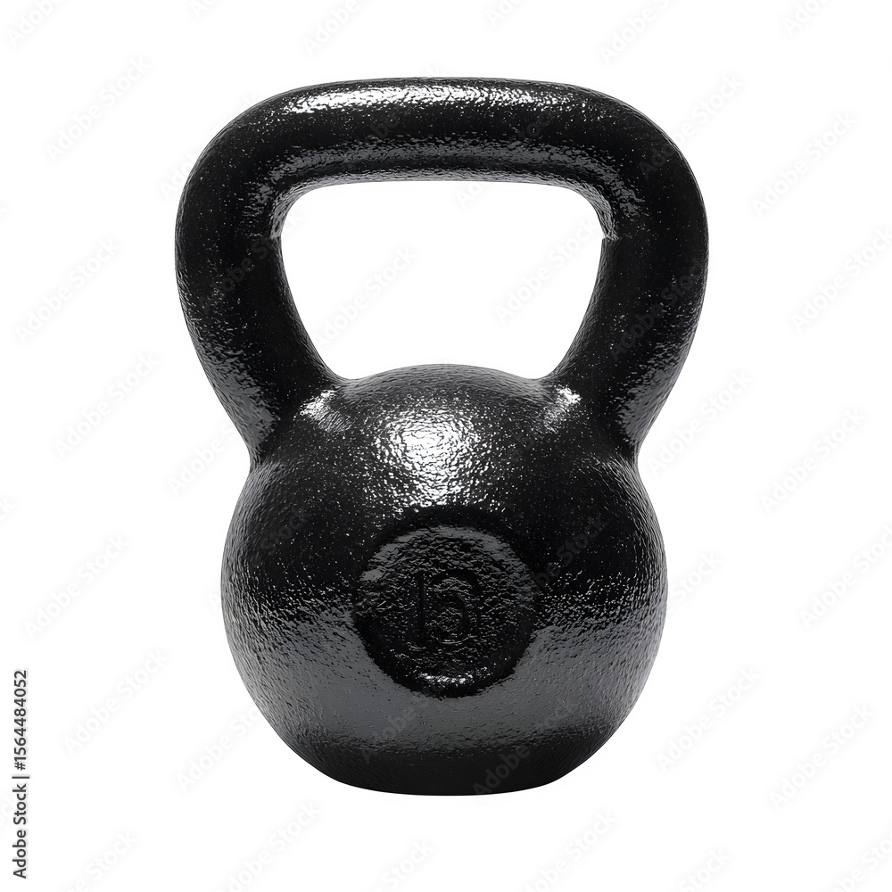 Fototapeta premium Black Kettlebell with 15kg Weight, isolated on white background