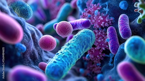 Microbial world, vibrant bacteria