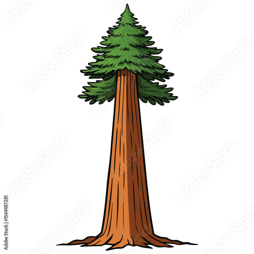 A bold sequoia tree vector icon, symbolizing grandeur and longevity, ideal for designs showcasing natural wonders and enduring power.