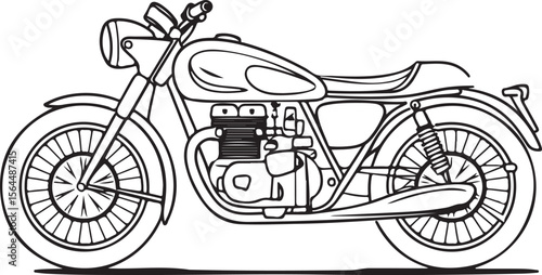  silhouette of a vintage motorcycle side view black outline design