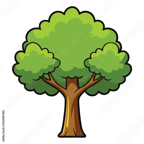 A detailed sycamore tree vector icon, highlighting its distinctive broad leaves and sturdy trunk, excellent for urban and park settings.