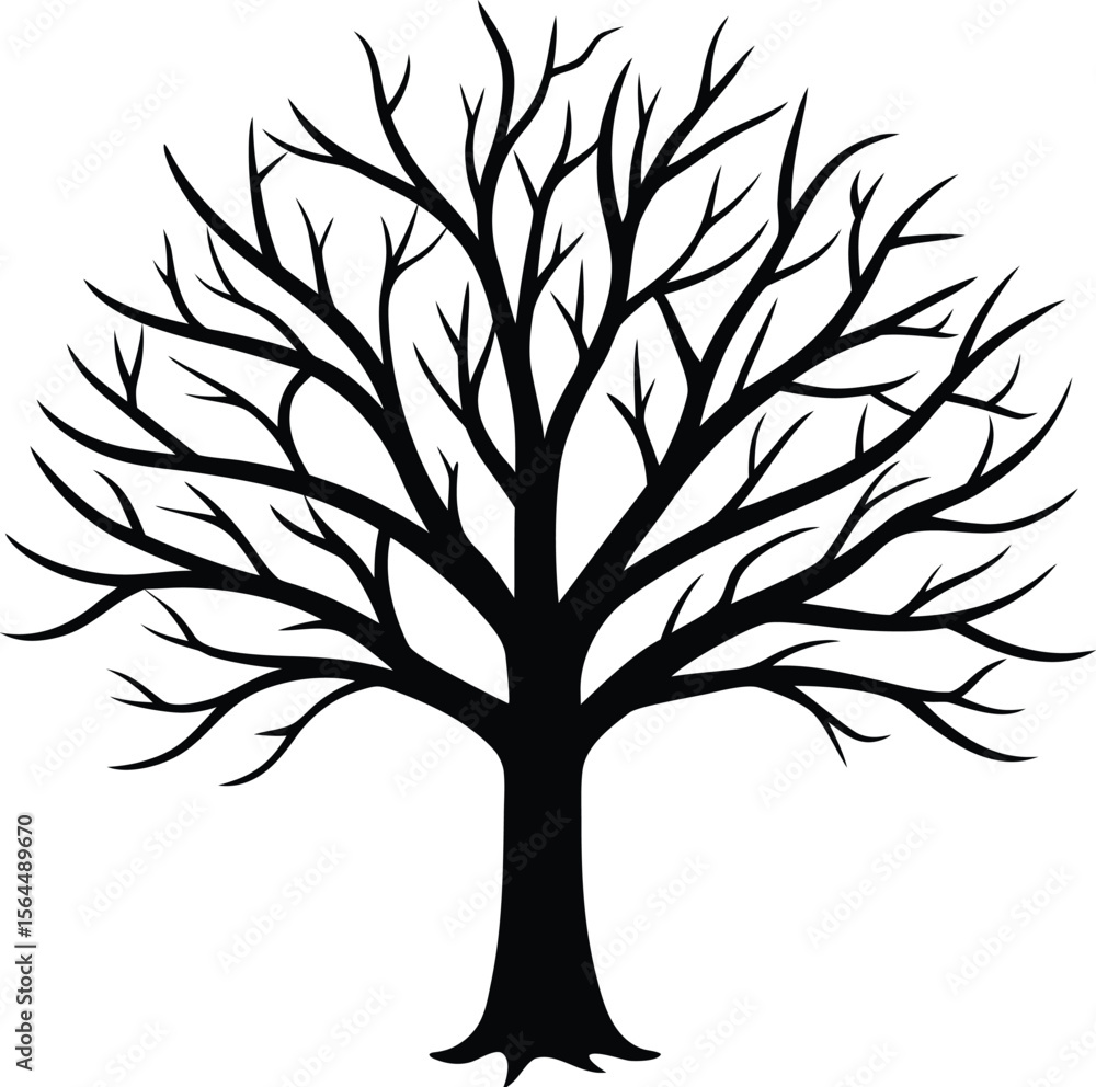 Obraz premium Bare tree silhouette winter nature illustration graphic