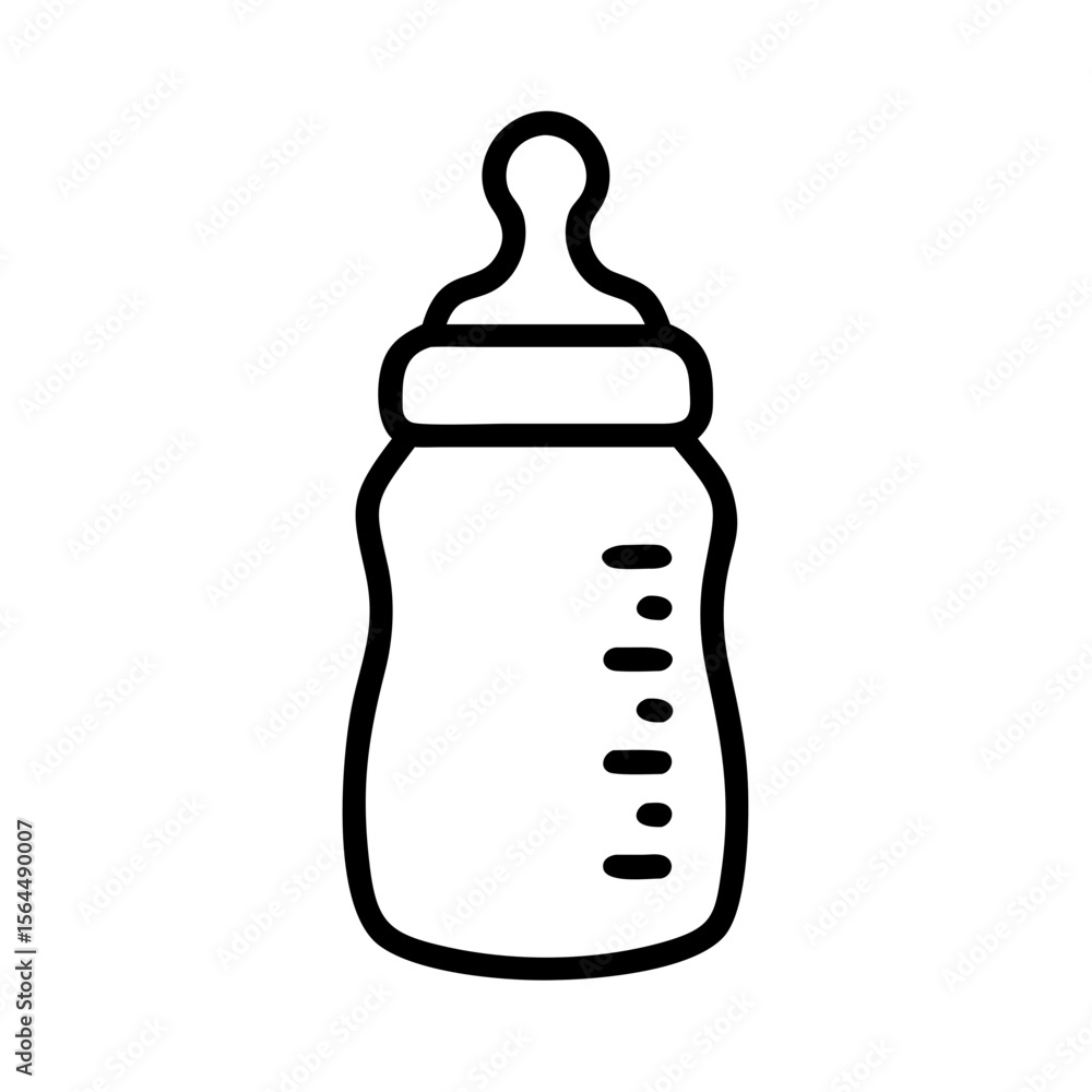 Baby bottle icon in simple line art style for family concept Baby bottle icon in simple line art style for family concept