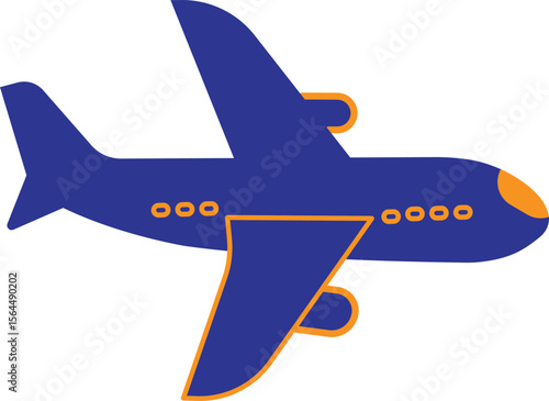 Top view passenger airplane icon for travel and transportation industry vector illustration with transparent background