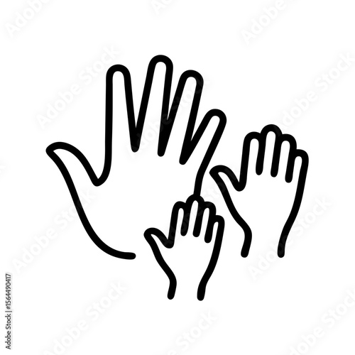 Concept of family represented by hands of different sizes  